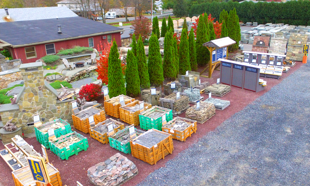 Example of a b building stone display area we created outdoors