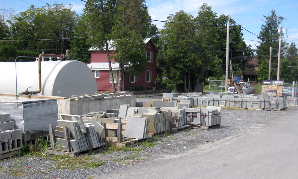 A stone yard display area before changes were made