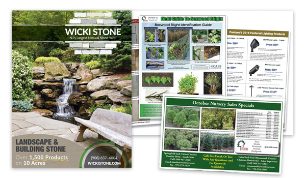 Flyers, Brochures and Catalogs for landscape and construction suppliers