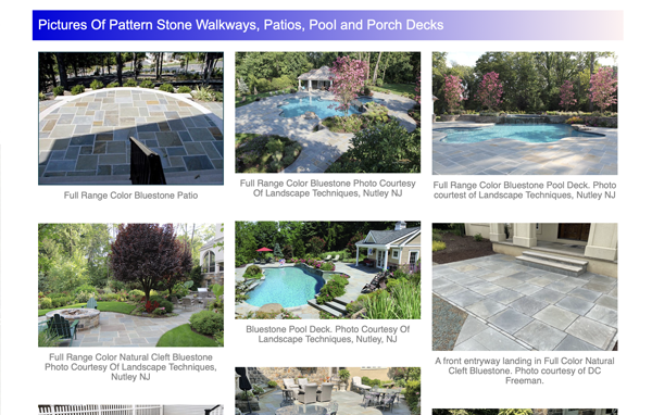 Pictures of a page from a web site we built for a hardscape supplier